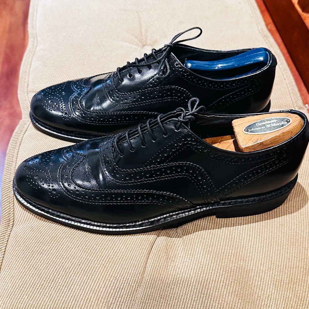 Vintage EXECUTIVE IMPERIAL By Mason Black Leather CORDOVAN Wingtip Shoes. - Picture 4 of 14